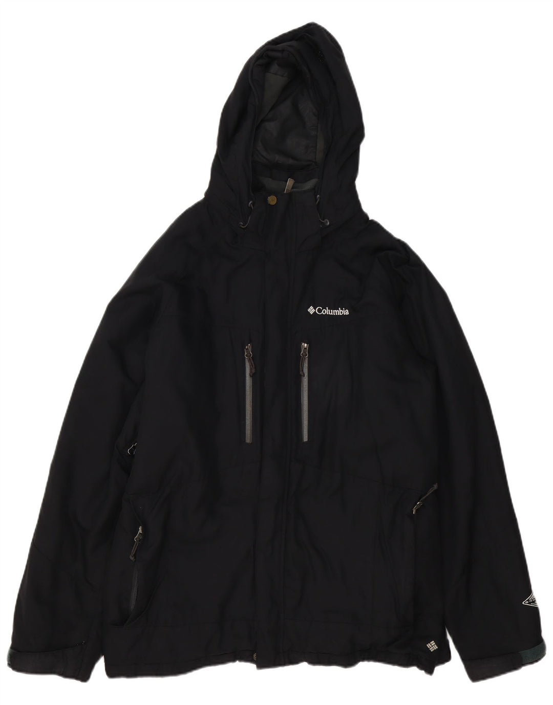 Columbia Veste coupe-vent à capuche pour homme UK 40 Large Noir Polyester