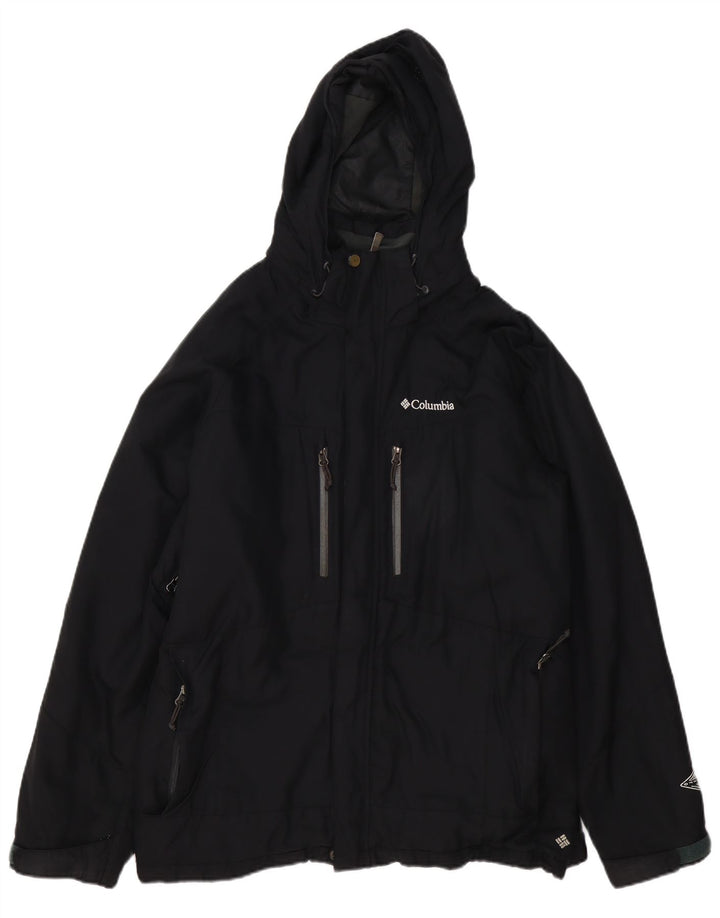 Columbia Veste coupe-vent à capuche pour homme UK 40 Large Noir Polyester