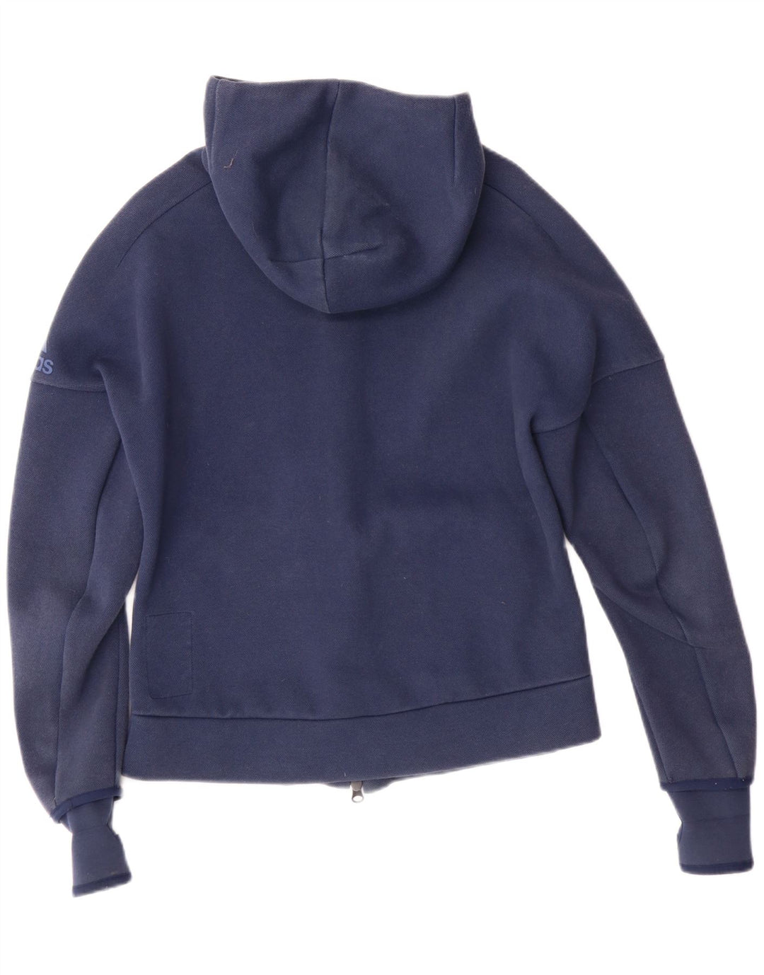 ADIDAS Pull à capuche zippé pour femme UK 12/14 Bleu marine moyen Coton