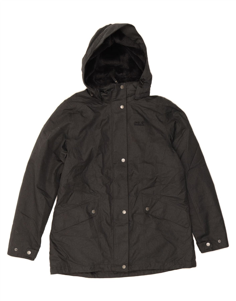 JACK WOLFSKIN Womens Hooded Windbreaker Jacket UK 14/16 Large Grey Vintage Jack Wolfskin and Second-Hand Jack Wolfskin from Messina Hembry 