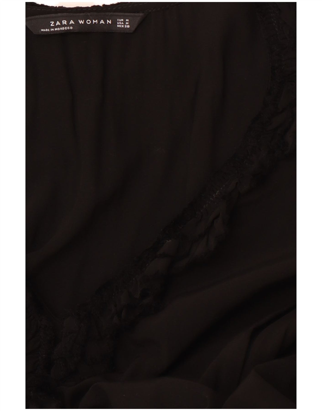 ZARA Robe trapèze à manches longues et volants pour femme UK 12 Noir moyen