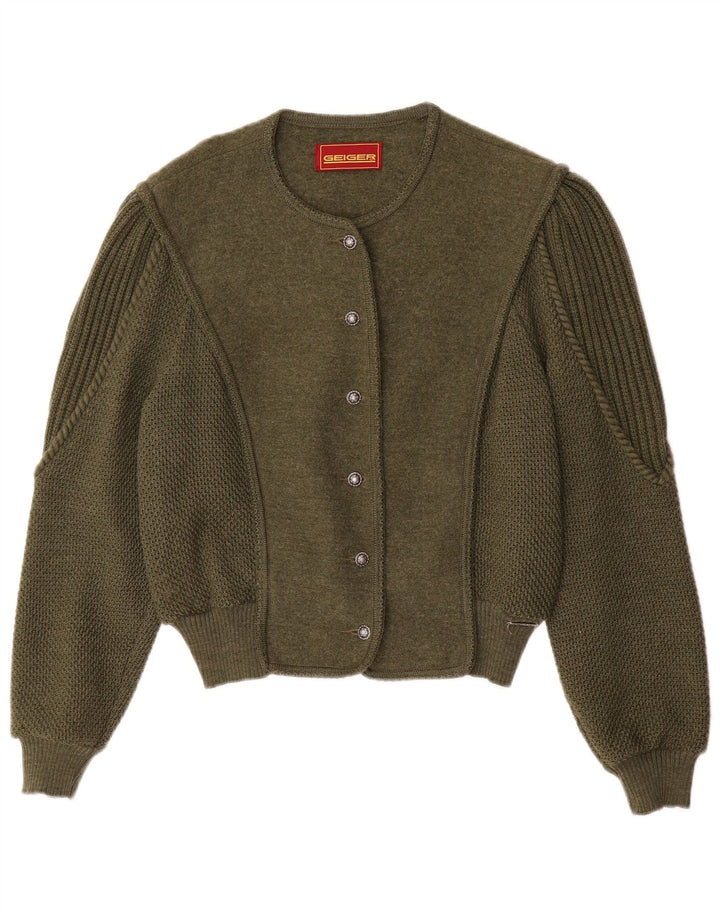 Geiger Femme Cardigan Pull EU 42 Large Vert Laine