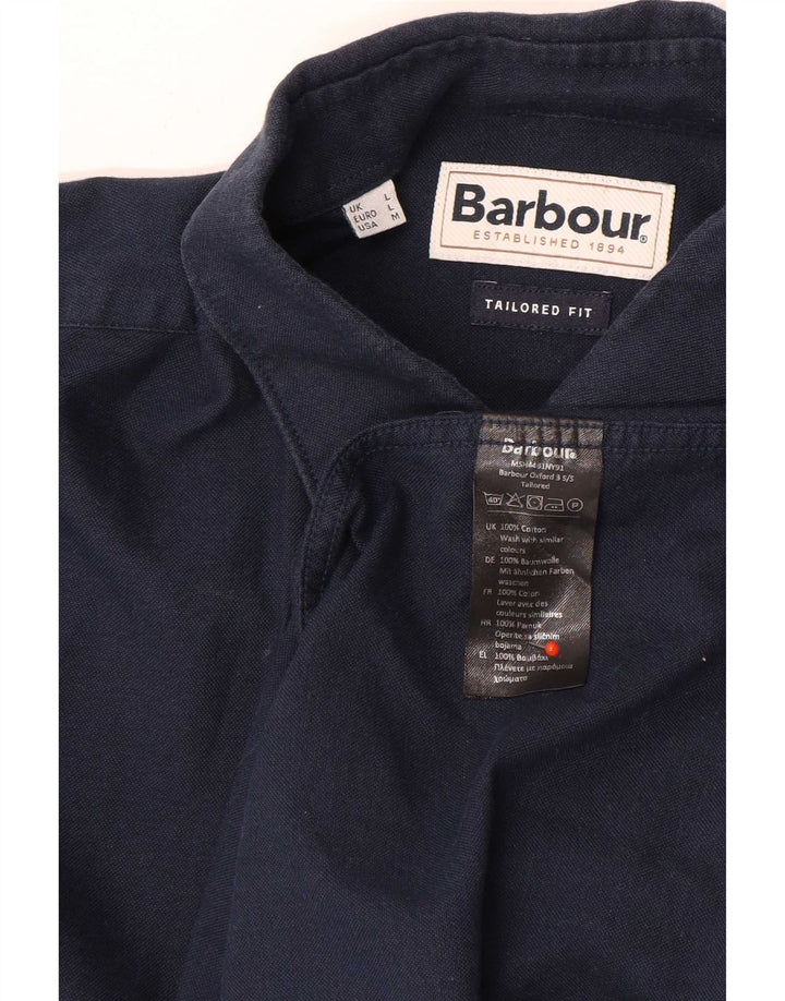 Barbour Chemise à manches courtes coupe ajustée pour homme en coton bleu marine moyen