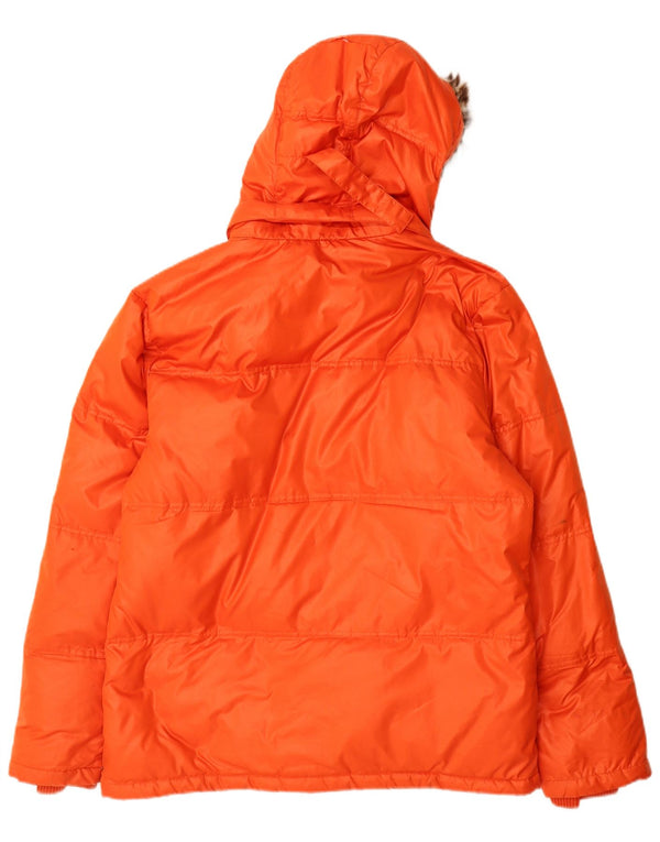 Fila Mens Hooded Padded Jacket UK 36 Small Orange Polyester