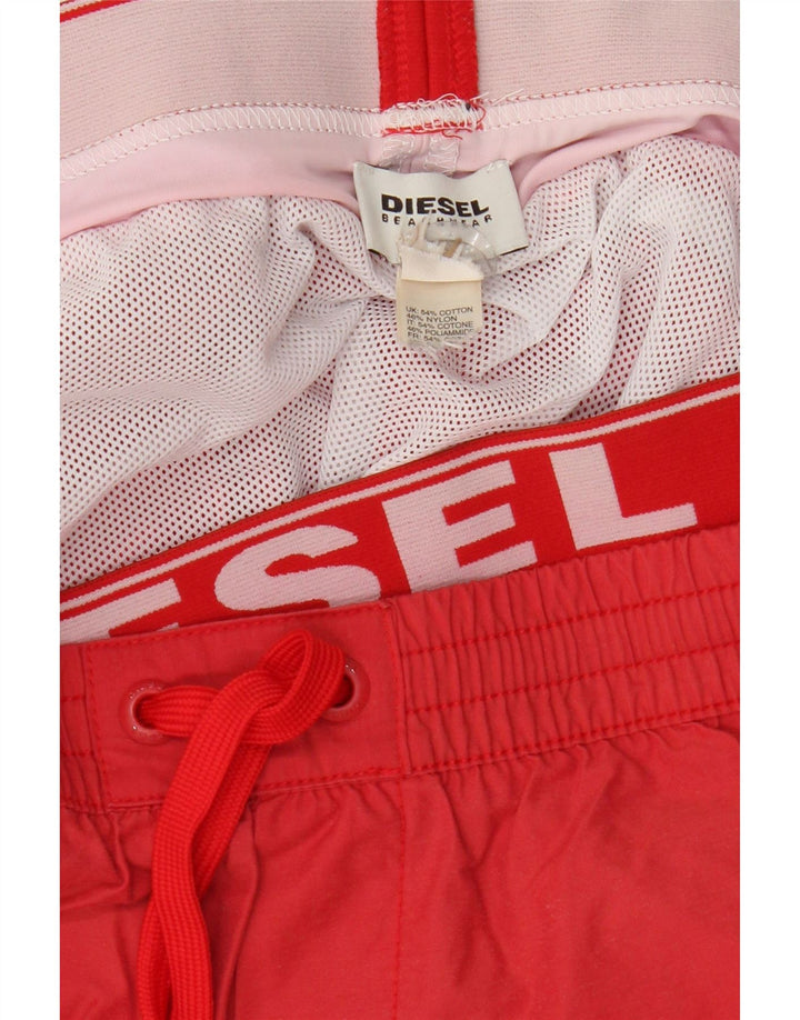 Diesel Short de Bain Graphique Homme Rouge Moyen Coton