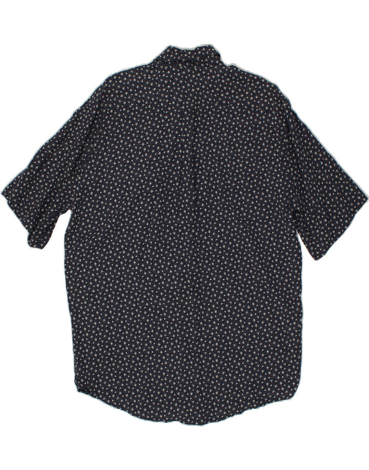 VINTAGE Mens Short Sleeve Shirt Large Navy Blue Spotted Viscose Vintage Vintage and Second-Hand Vintage from Messina Hembry 