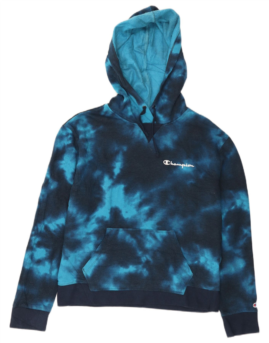 CHAMPION Pull à capuche pour femme UK 44 Bleu marine moyen Tie Dye