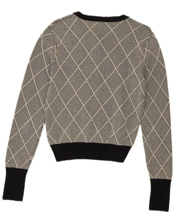 Zara Cardigan Femme Pull UK 10 Petit Gris Argyle/Diamant Viscose
