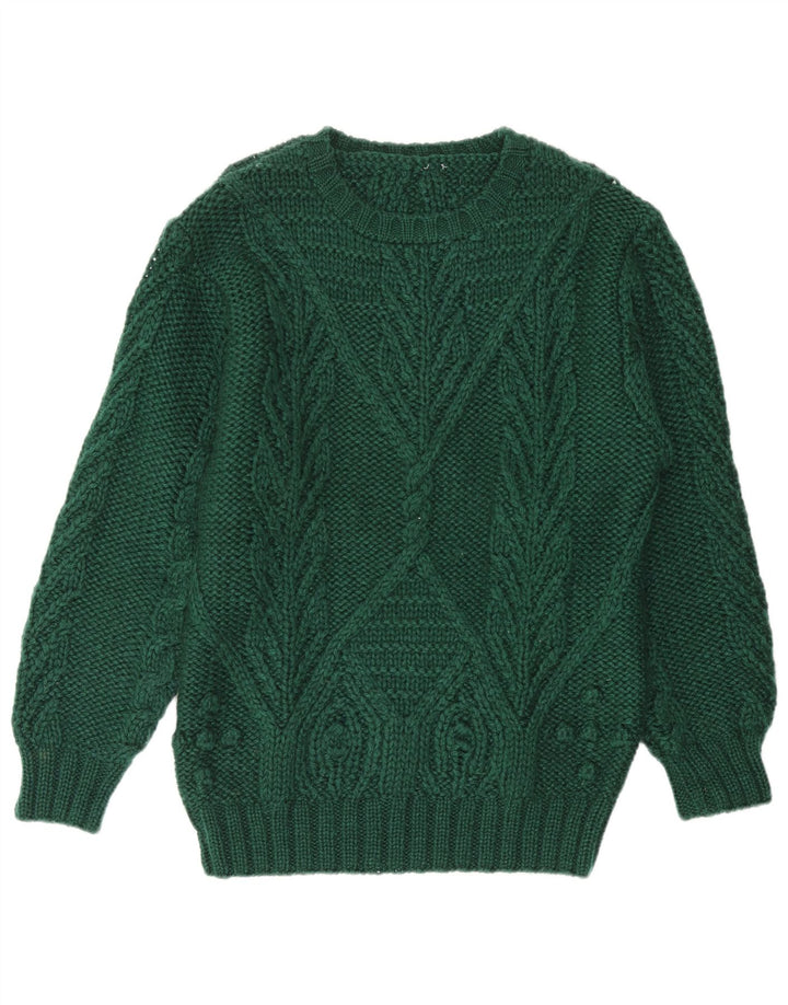 vintage Mens Crew Neck Jumper Pull Grand Vert