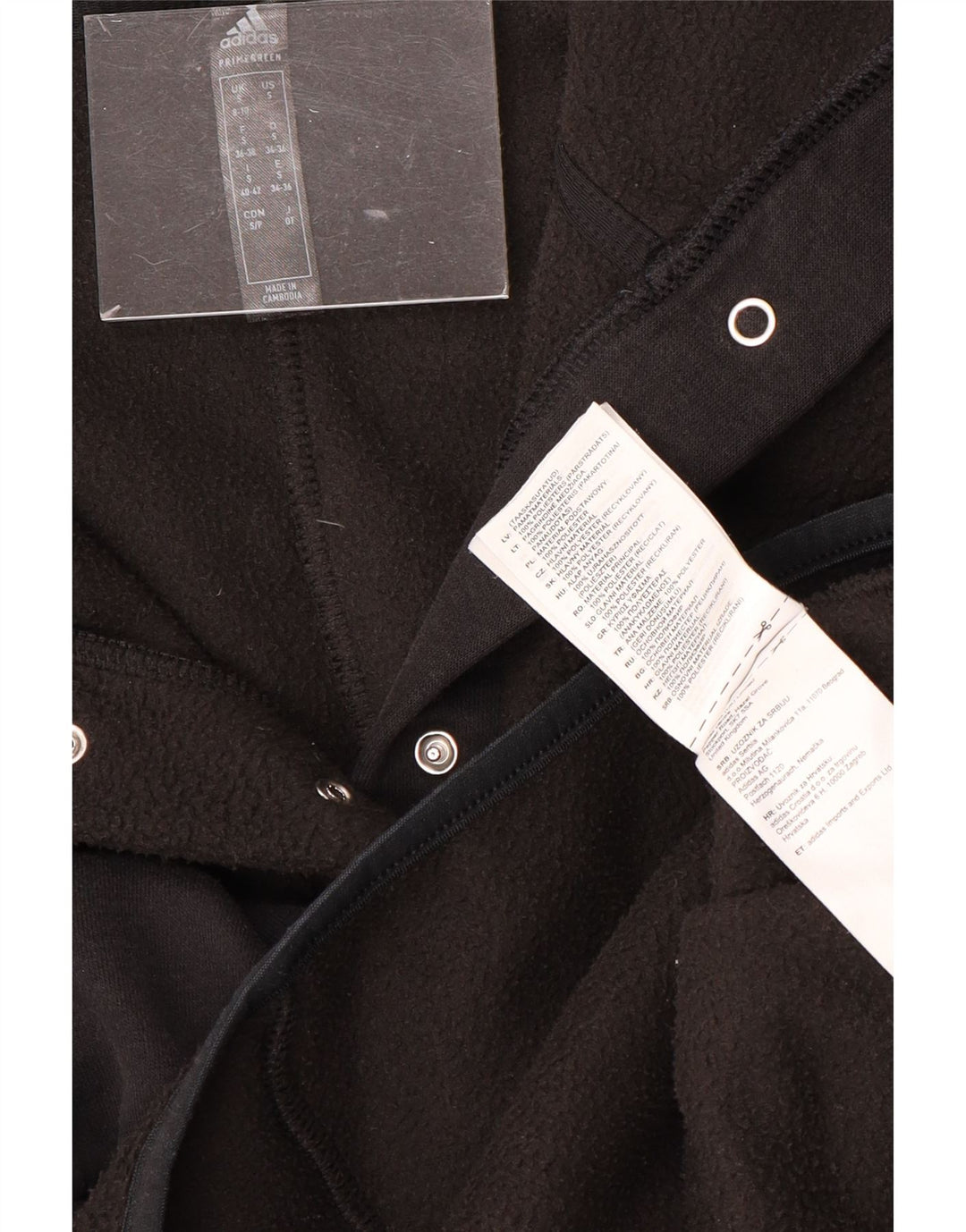 ADIDAS Pull polaire à capuche surdimensionné pour femme UK 8/10 Petit Noir Polyester