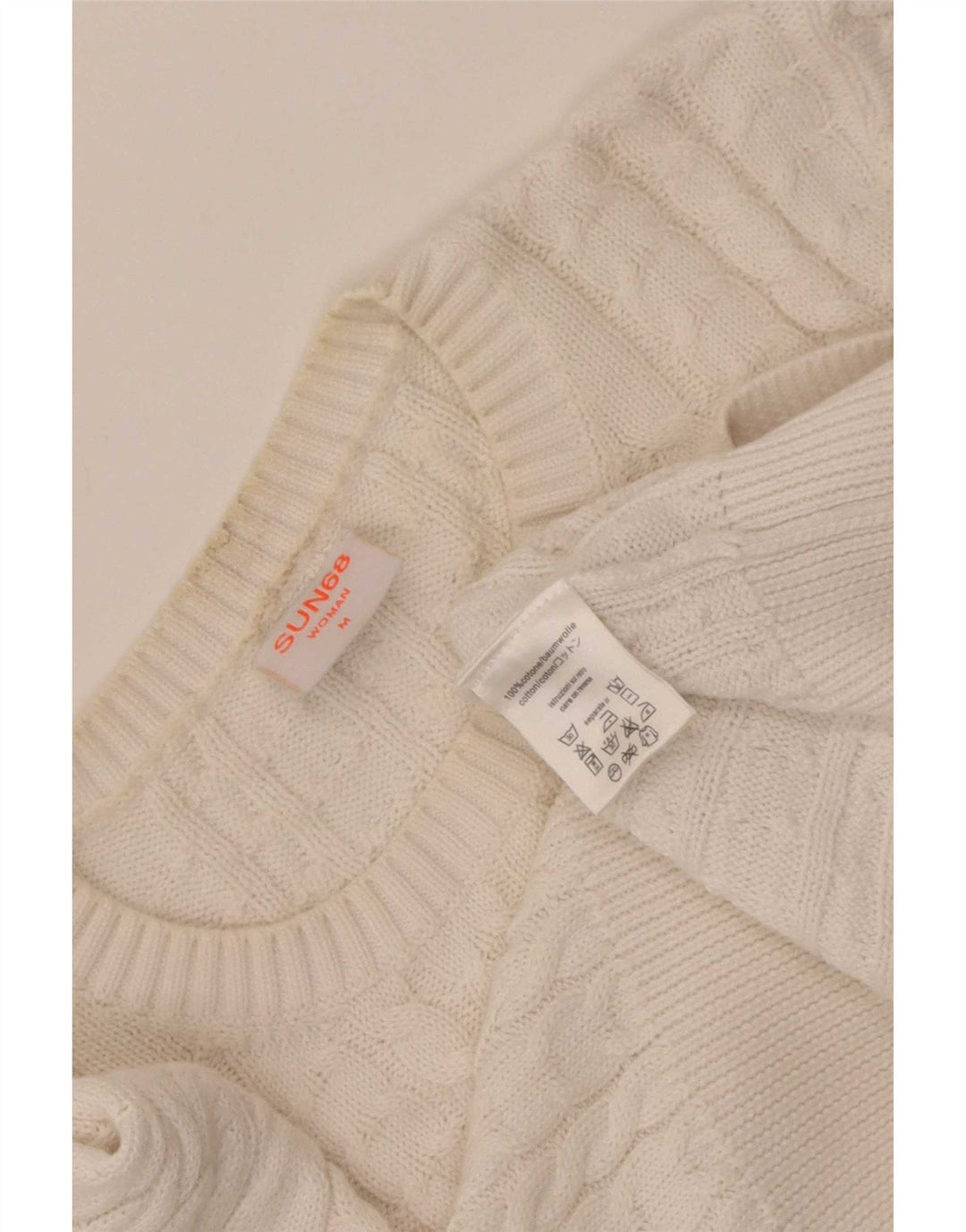 Sun68 Pull col bateau pour femme UK 12 en coton blanc moyen