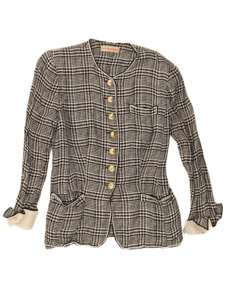 Roccobarocco Pull Cardigan Femme IT 44 Pied-de-Poule Noir Moyen