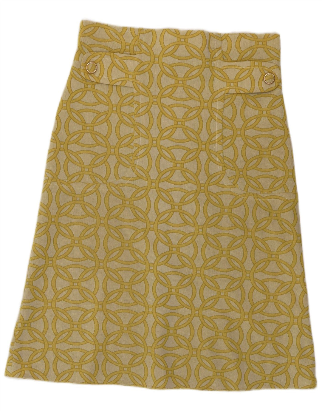 vintage Femme A-Line Jupe W30 Moyen Jaune Géométrique