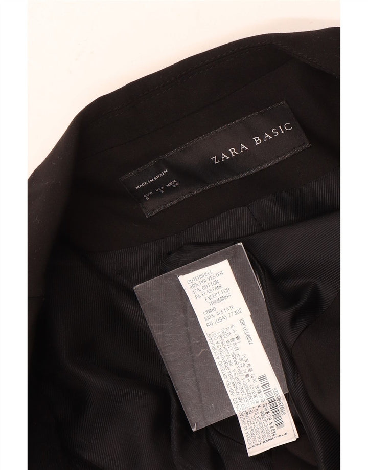 ZARA Femme 1 Bouton Blazer Veste UK 10 Petit Noir Polyester