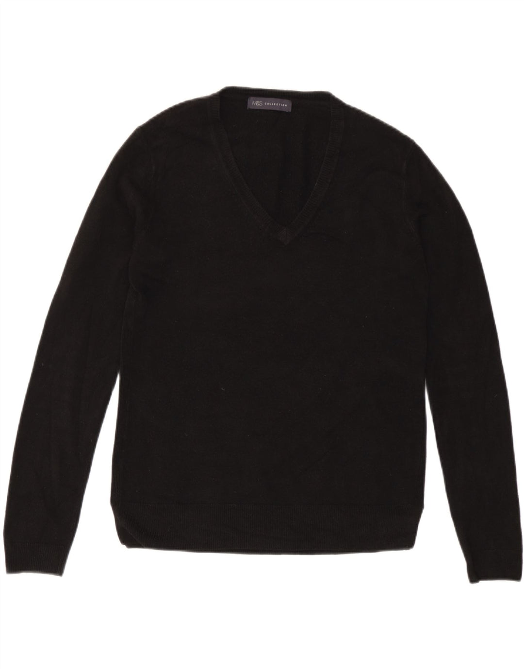 Marks & Spencer Pull col en V pour femme UK 12 Acrylique noir moyen