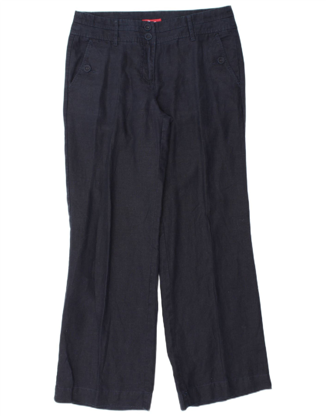 MONSOON Pantalon chino large pour femme UK 10 Small W32 L31 Bleu marine Lin