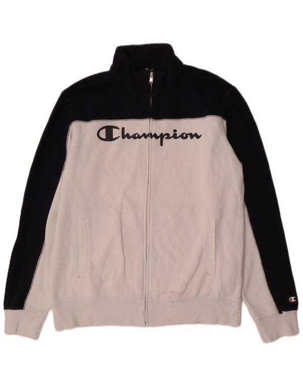 Champion Veste de survêtement graphique pour homme XL en coton color block blanc