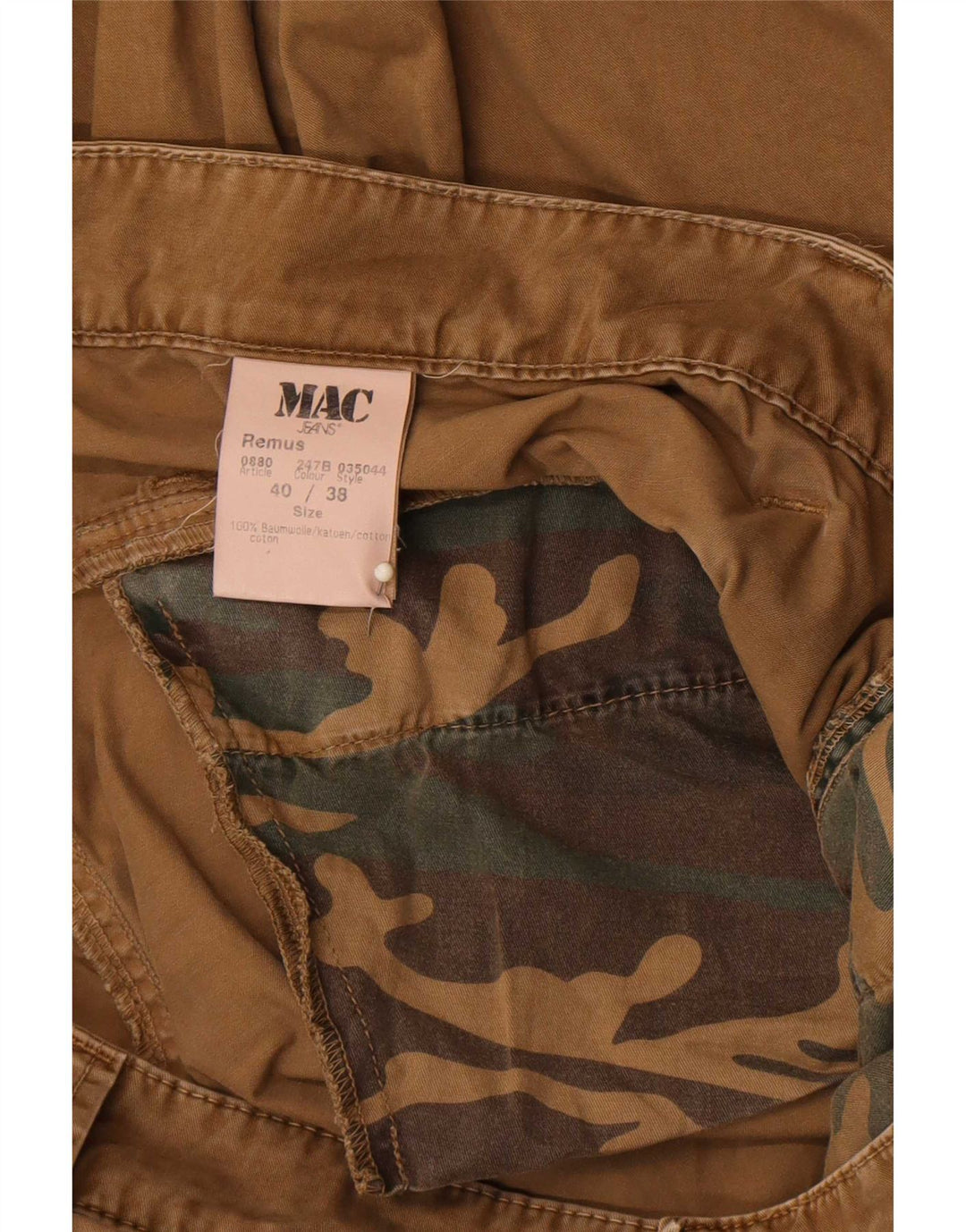 Mac Pantalon Cargo Droit Homme W40 L38 Marron Coton