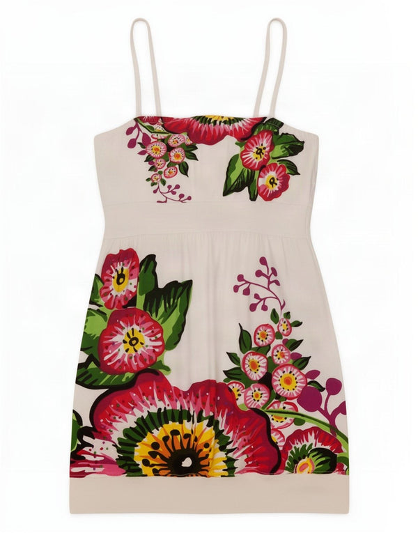 Desigual Robe d'été pour femme UK 44 Large Blanc Floral