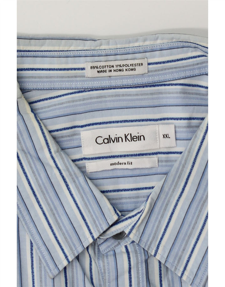 CALVIN KLEIN Chemise Coupe Moderne Homme 2XL Bleu Rayé Coton
