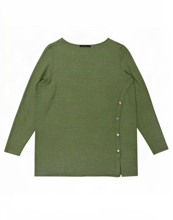 Marks & Spencer Womens Top Long Sleeve UK 16 Large Green Flecked Viscose