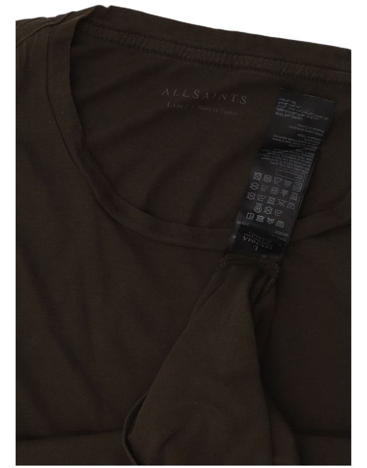 ALL SAINTS T-Shirt Homme Haut Large Kaki Coton