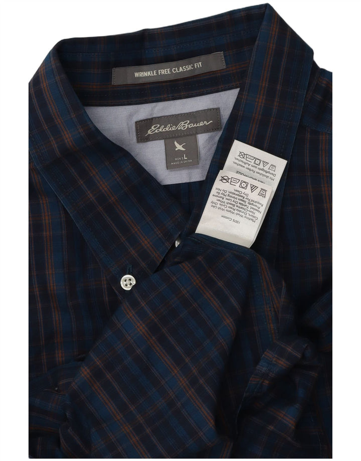 Eddie Bauer Chemise classique pour homme en coton à carreaux bleu marine