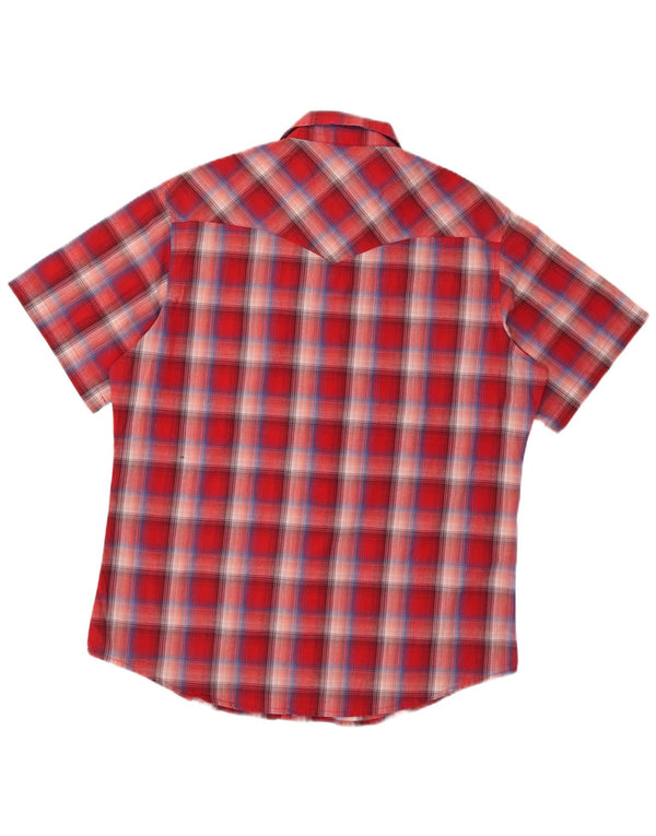 Wrangler Chemise à manches courtes pour homme en coton à carreaux rouges
