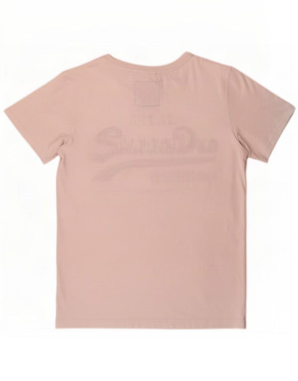 Superdry Womens Classic Fit Graphic T-Shirt Top UK 12 Medium White Cotton