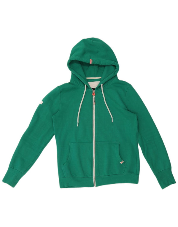 Superdry Pull à capuche zippé pour femme UK 14 Coton vert moyen