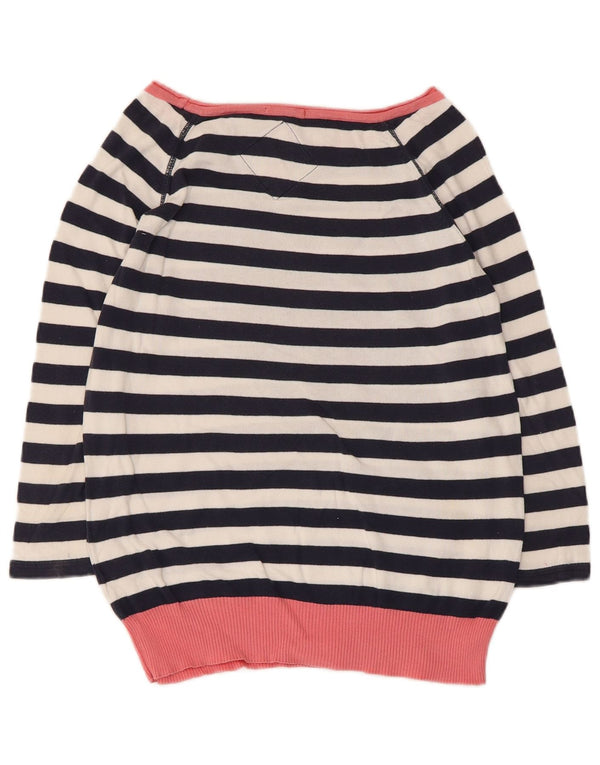 Superdry Pull à col bateau pour femme UK 12 Bleu marine moyen rayé