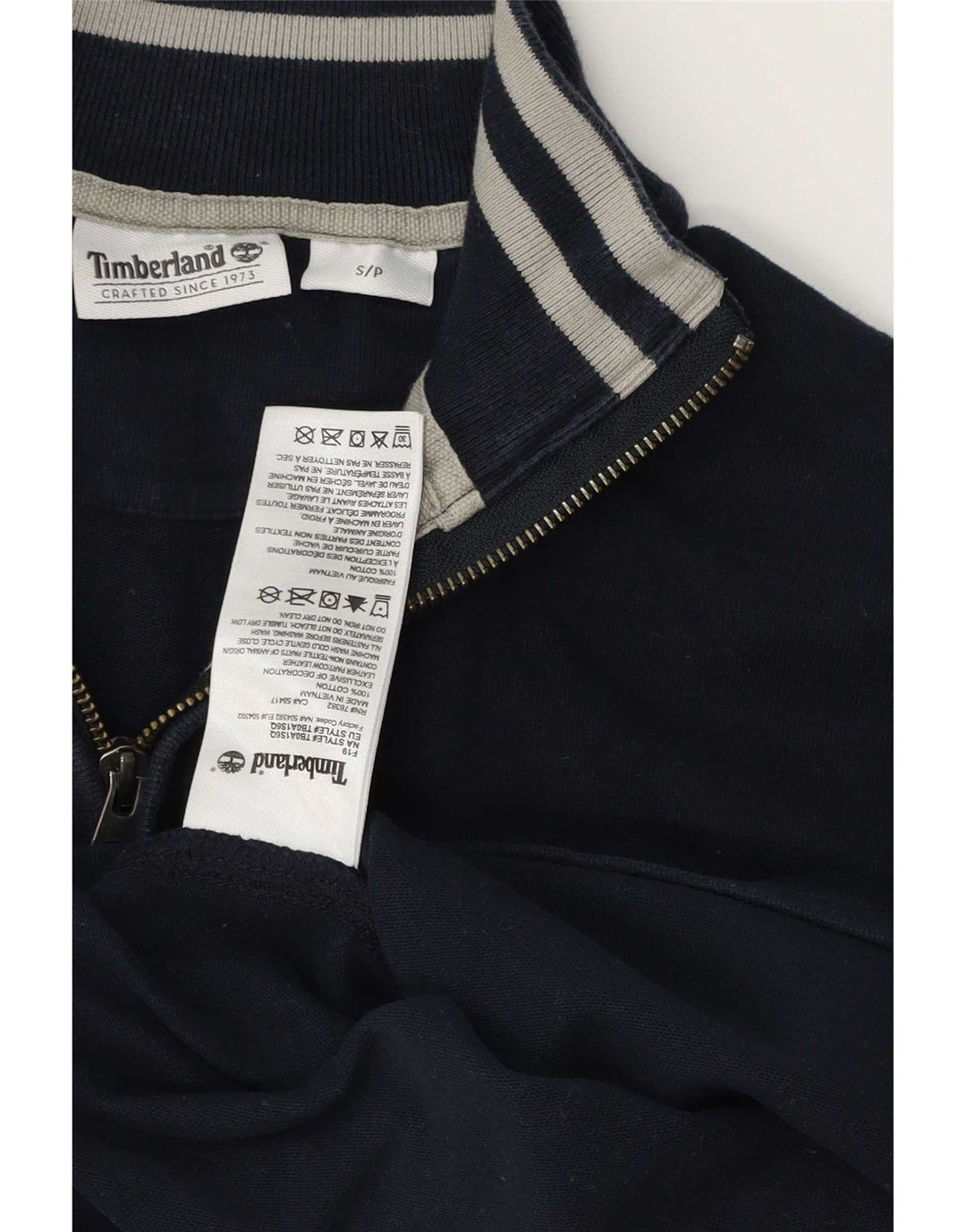 Timberland Sweat-shirt à col zippé pour homme Petit coton bleu marine
