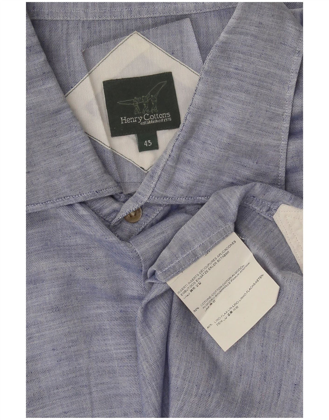 Henry Cottons Chemise Homme Taille 43 Grand Coton Bleu