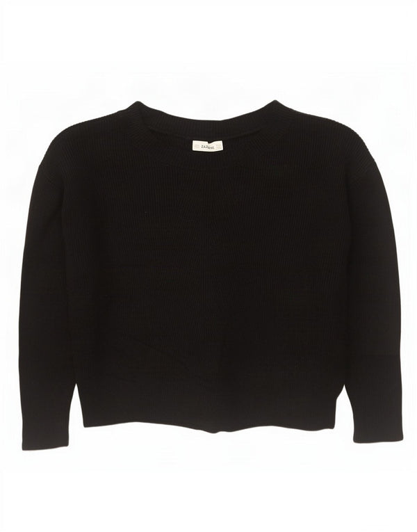Zara Pull surdimensionné à col bateau pour femme UK 14 Viscose noir moyen