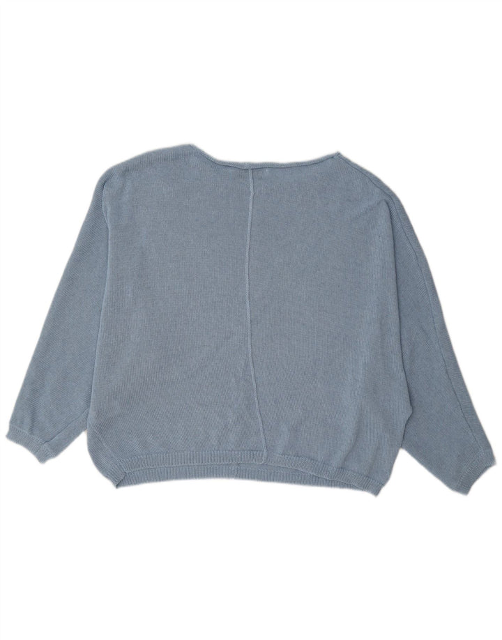 Zara Pull surdimensionné à col bateau pour femme UK 10 Petit Bleu Polyester