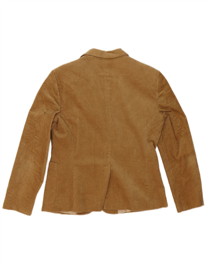 Benetton Veste Blazer En Velours Côtelé À 3 Boutons Pour Femme IT 46 Grand Coton Marron