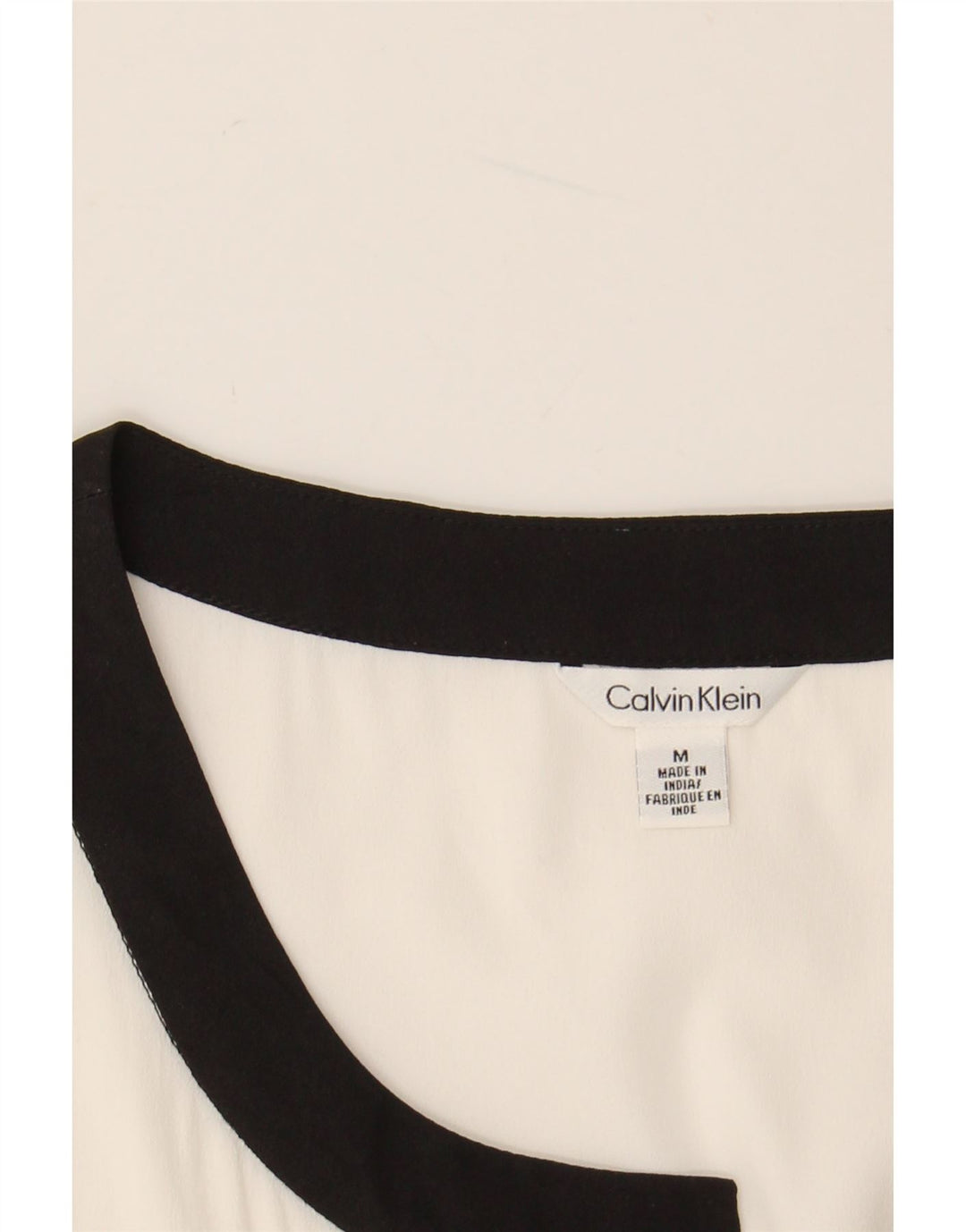 CALVIN KLEIN Haut chemisier sans manches pour femme UK 14 Medium White Colourblock