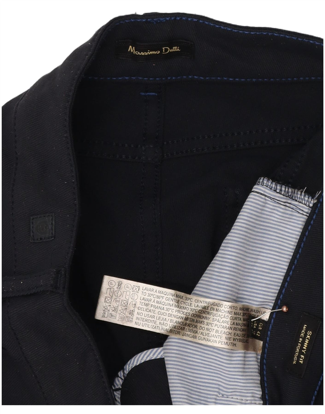 MASSIMO DUTTI Pantalon court décontracté pour femme EU 42 Large W32 L26 Bleu marine