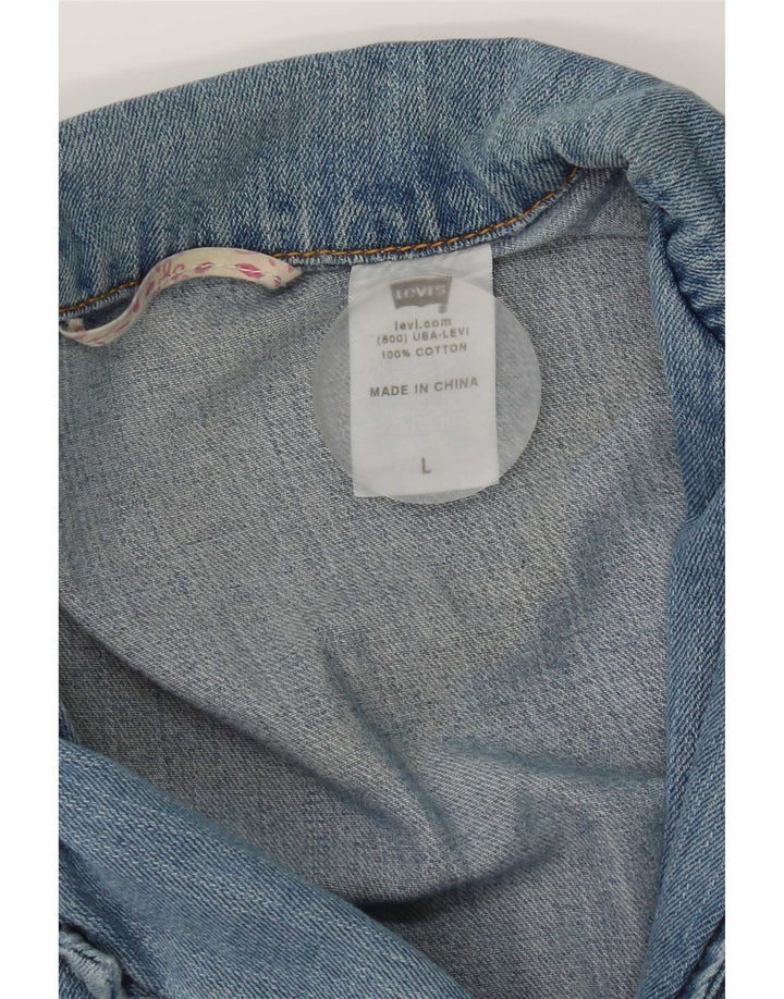 Levi's Veste blazer en jean à 3 boutons pour femme UK 16 Large Bleu Coton