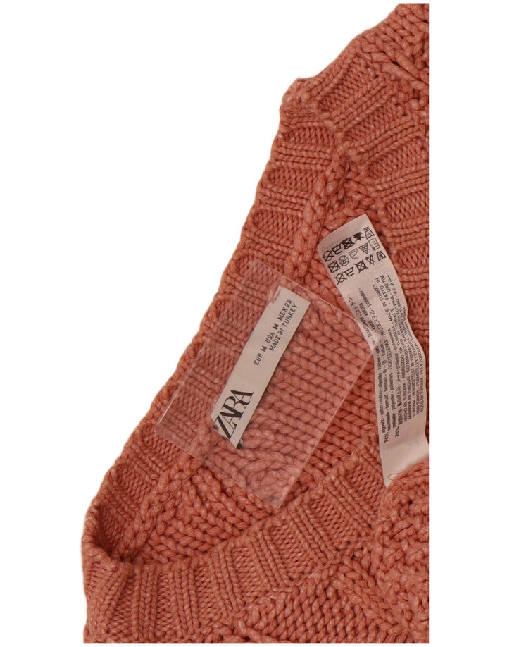 Zara Pull surdimensionné à col bateau pour femme UK 14 en coton rose moyen