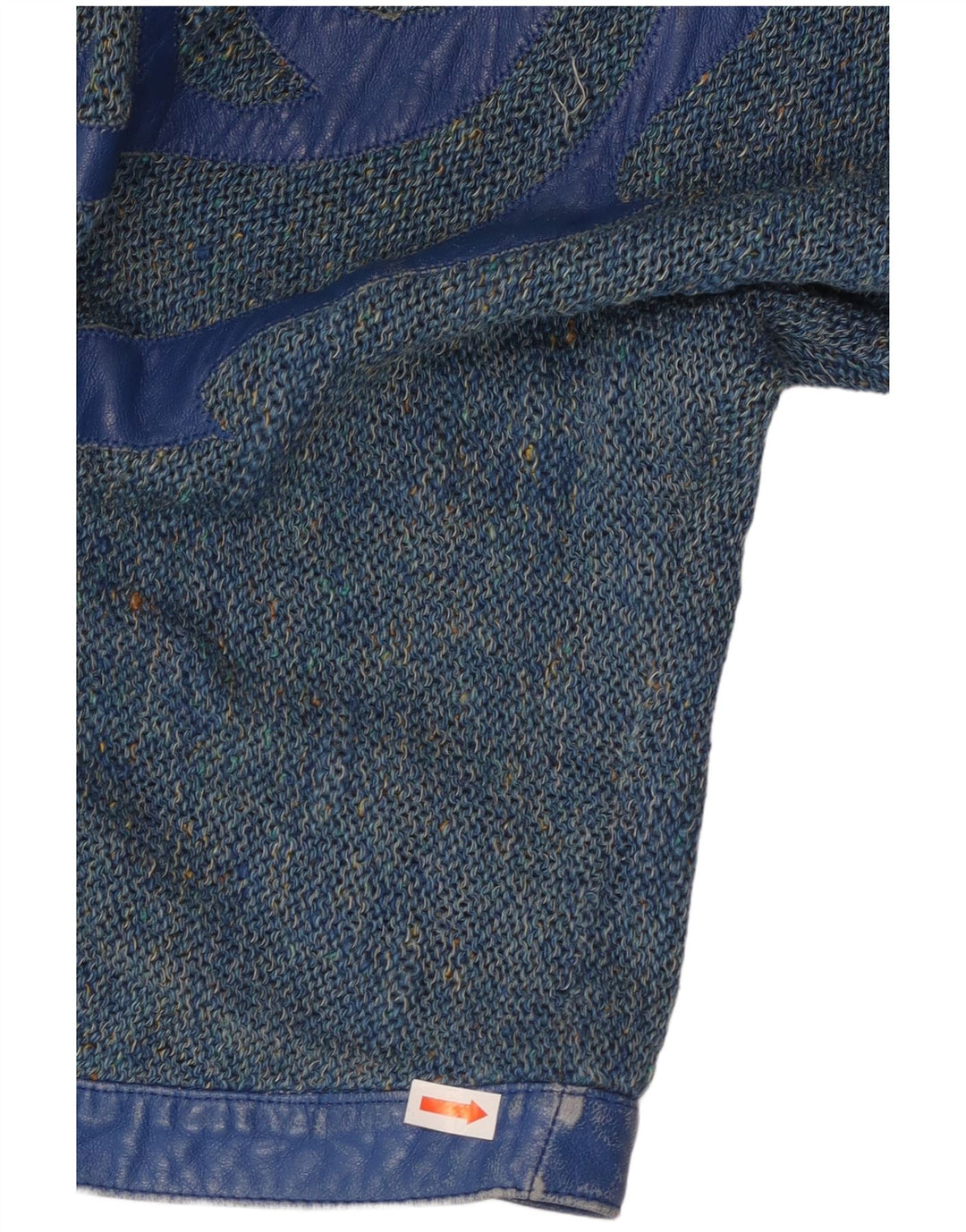 VINTAGE Femme Graphique Cardigan Pull UK 16 Grand Bleu Moucheté