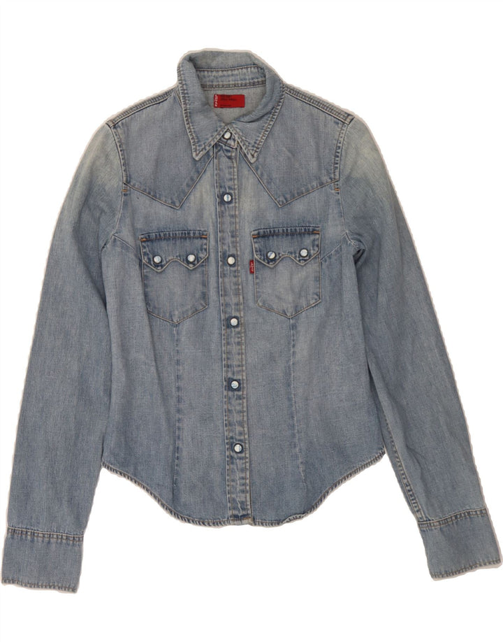 LEVI'S Womens Denim Shirt UK 8 Small Blue Cotton Vintage Levi's and Second-Hand Levi's from Messina Hembry 
