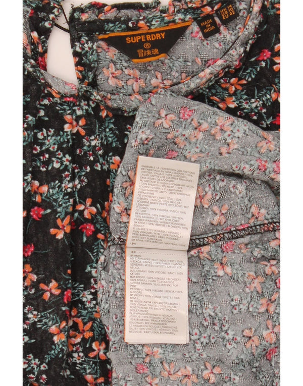 Superdry Chemisier surdimensionné à manches longues pour femme UK 14 Grand Noir Floral