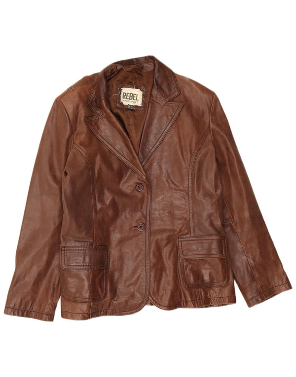 Rino & Pelle Veste Blazer 2 Boutons Femme IT 42 Cuir Marron Moyen