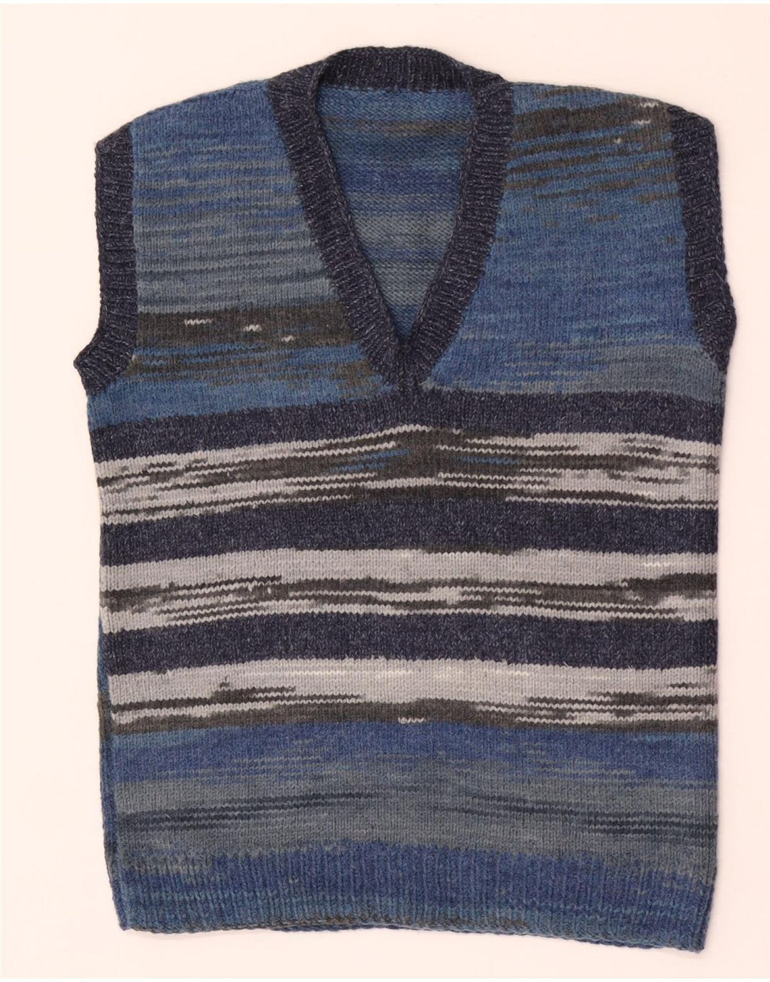 vintage Mens Vest Débardeur Petit Bleu Rayé