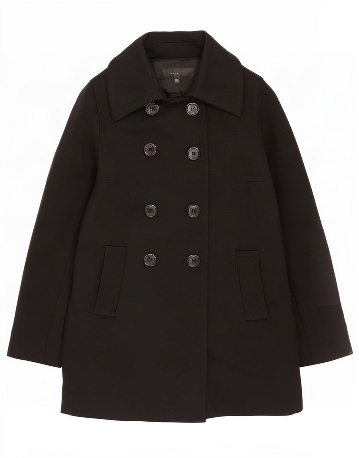 Zara Manteau croisé pour femme UK 10 Petite laine noire