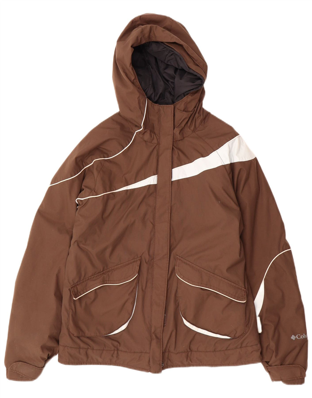 COLUMBIA Veste coupe-vent à capuche pour femme UK 14 Marron moyen Colourblock