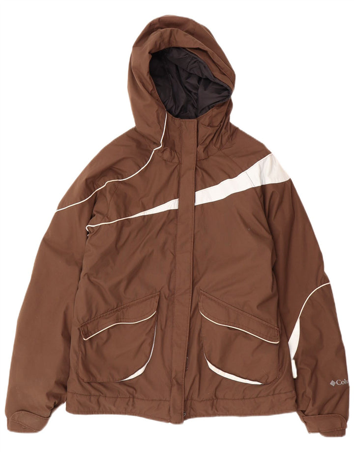 COLUMBIA Veste coupe-vent à capuche pour femme UK 14 Marron moyen Colourblock