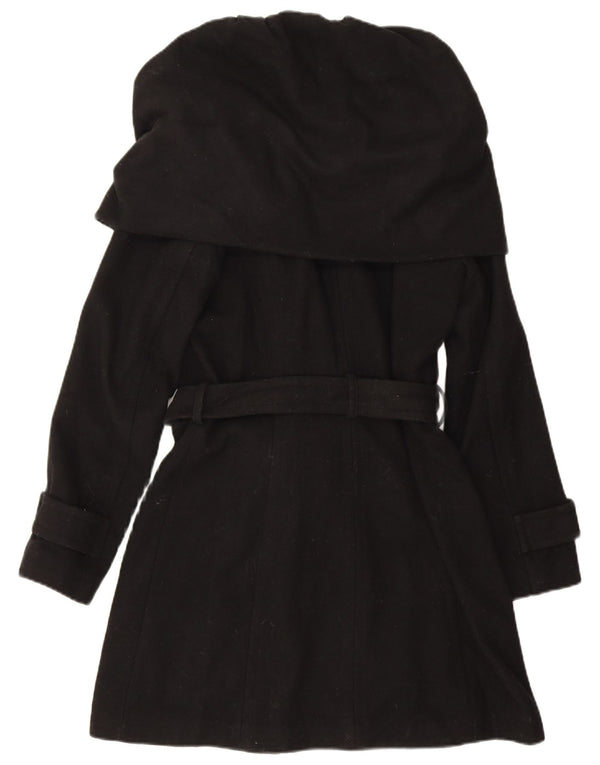 Zara Femme Trench Coat UK 12 Laine Noir Moyen
