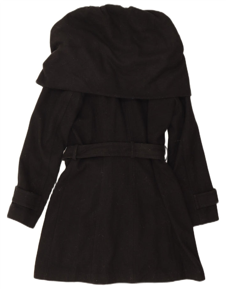 Zara Femme Trench Coat UK 12 Laine Noir Moyen